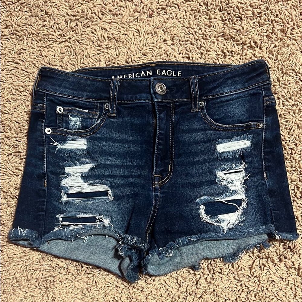 American Eagle Distressed High Rise Jean Shorts